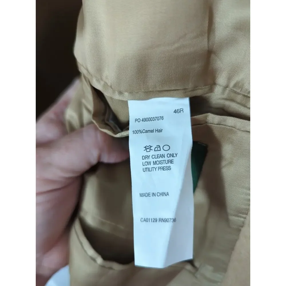 Lauren Ralph Lauren Mens 100% Camel Hair Single Breasted Blazer Size 46R Tan